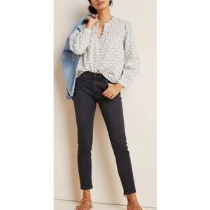 Anthropologie AG Stevie Straight High-Rise Slim Jeans Washed Black